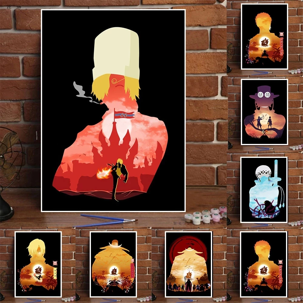 1 шт. Картина на холсте из японского аниме Постер Луффи Зоро сандзи Настенный
