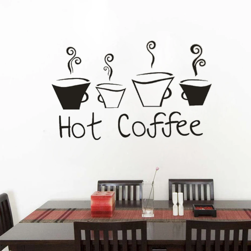

Coffee Cafe Shop Wall Stickers coffee Cup Decals Removable Vinyl Mural For Kitchen Bar Word Glass Window Decor Wallpaper DW14306