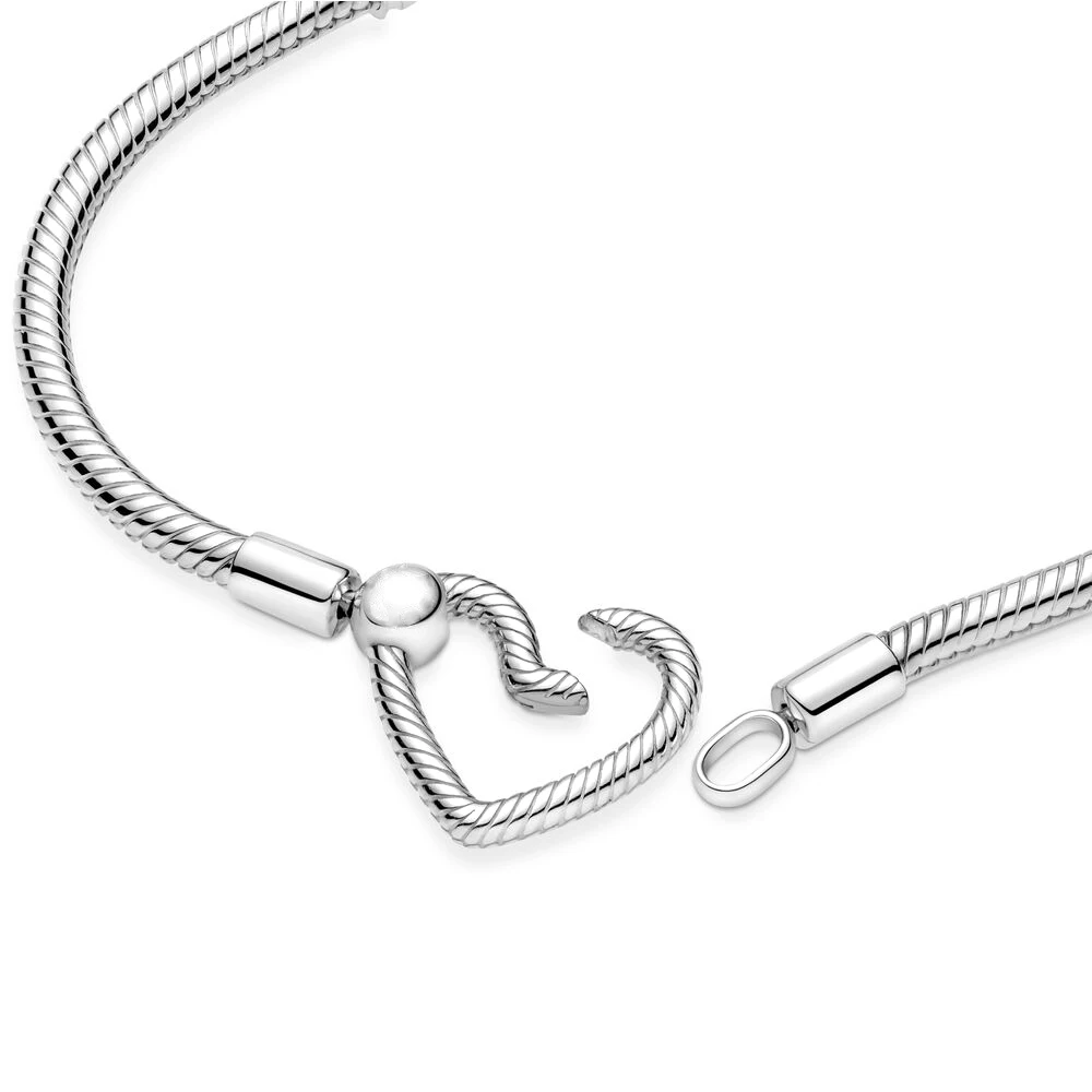 Pandora Moments Coussins Closure Bracelet en argent 925 pour femme, convient aux perles de charme originales, bijoux à bricoler soi-même, cadeau d'anniversaire