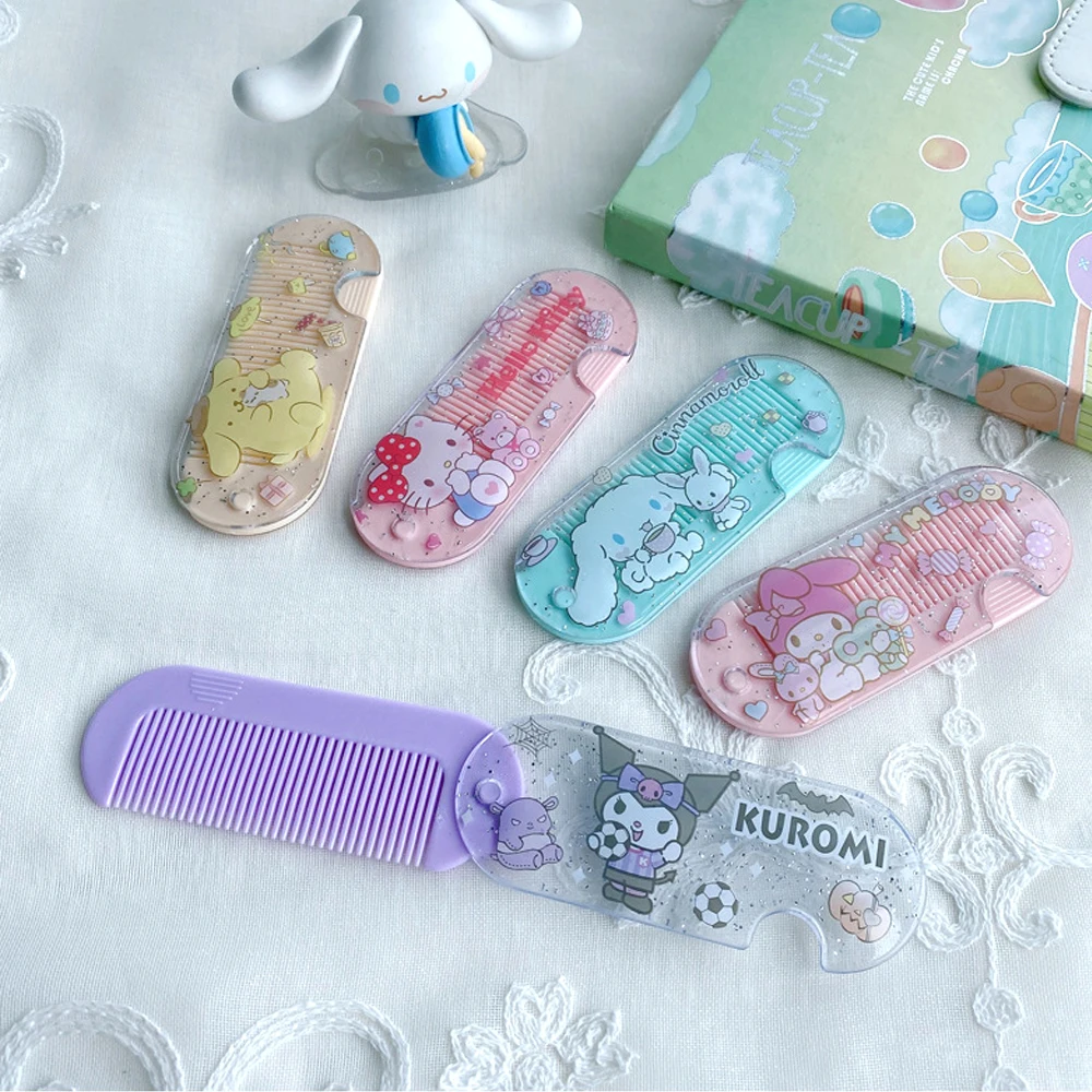 

Милая аниме Sanrioed мультяшная мини-кошка Cinnamoroll мимелоди портативная розовая расческа для волос для девочек милые подарки для девочек с серде...