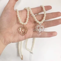 elegant girls hollow love cross pendant pearl necklace chocker clavicle chain necklace fashion jewelry for women beads gifts
