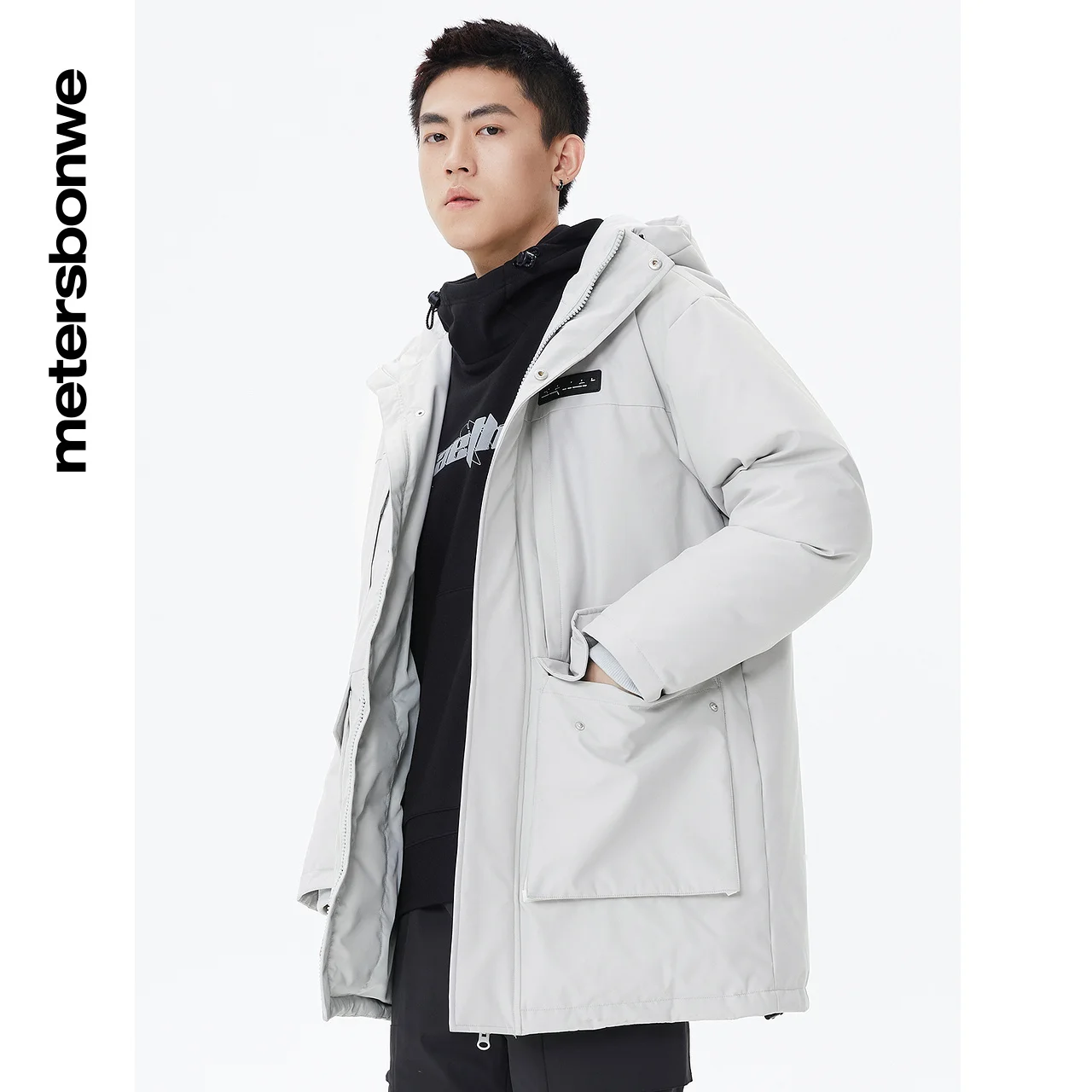 Metersbonwe Long Hooded Down Jacket Men Winter Camouflage Cargo Pocket Down Coat Male Fashion Overcoat Outerwear Warm Coar Brand