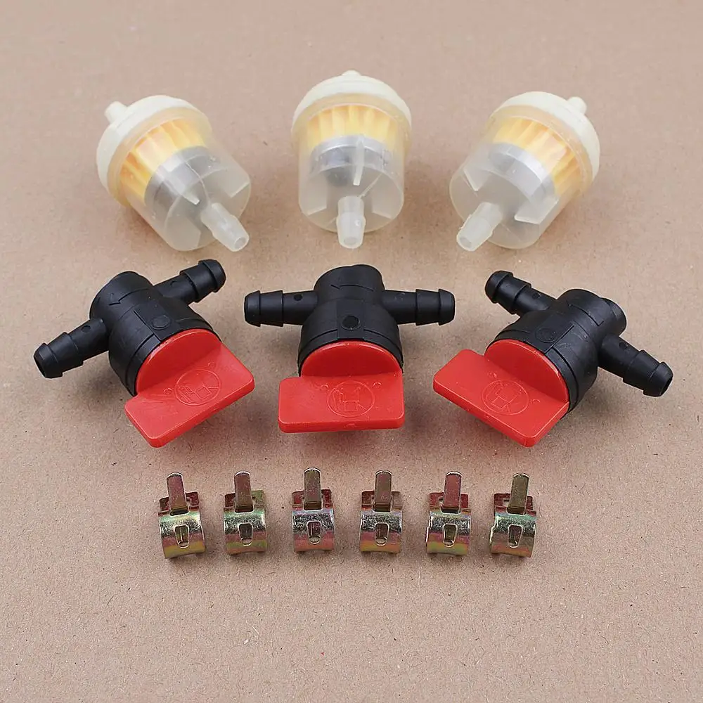 3 комплекта 1/4 дюйма в строке фильтр топливного газа Off клапанные ЗАЖИМЫ ДЛЯ Briggs &amp