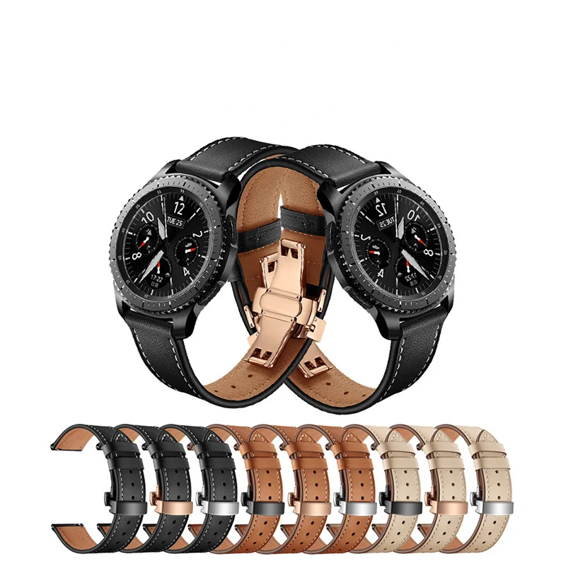 

20mm 22mm Leather Band for Samsung Galaxy Watch 4 Classic/5/5 Pro/Active 2/3/42mm/46mm 40 44mm Bracelet Huawei GT/2/3 Pro Strap
