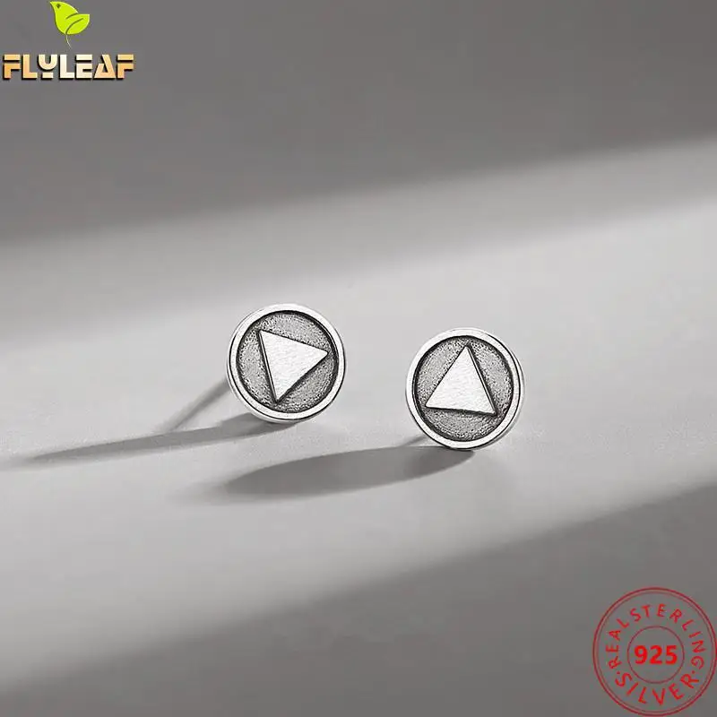 

Real 925 Sterling Silver Jewelry Retro Triangle Stud Earrings For Women Men Original Design Unisex Accessories 2022 New