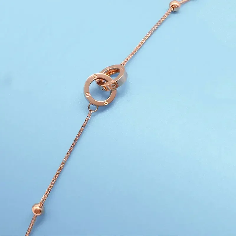 Подвое кольцо из розового золота 585 пробы с покрытием 14 карат браслеты-цепочки