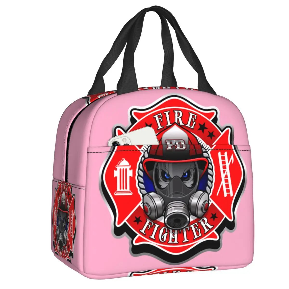 

Fire Rescue Firefighter Insulated Lunch Bags for School Office Waterproof Cooler Thermal Lunch Box Women Children