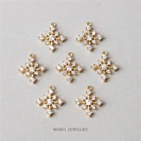 mimo jewelry copper plated real gold micro inlaid zircon snowflake cross small pendant diy handmade earring necklace accessories