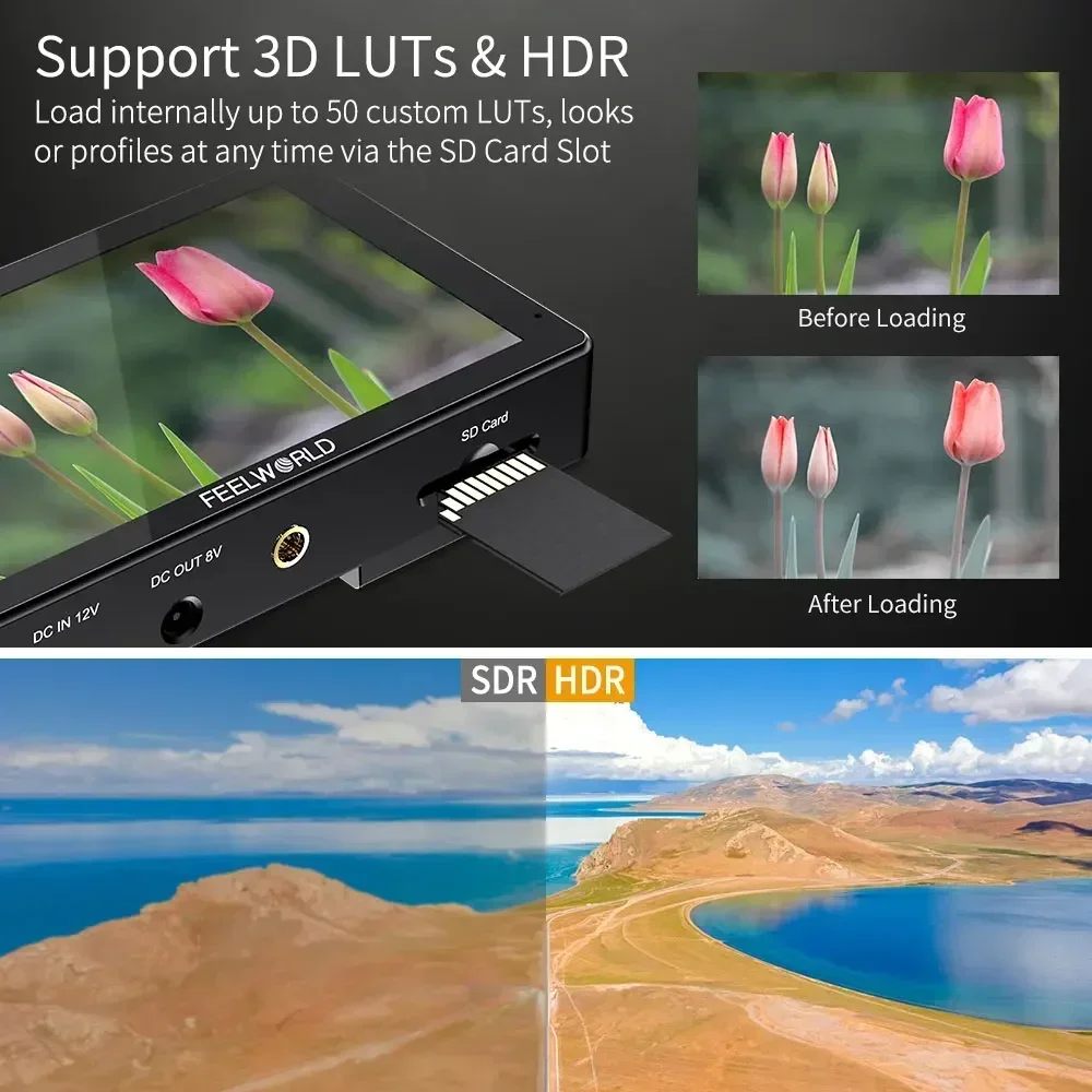 FEELWORLD LUT5 5 5-дюймовый сверхвысокий яркий 3000 нит 4K HDMI входной экран DSLR камера