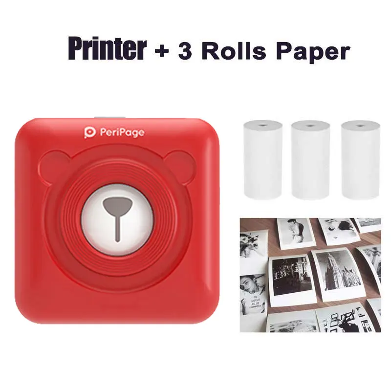 

New Peripage A6 Mini Portable Thermal Bluetooth Photo Printer Red Yellow Brown For IOS Android Phone AR Photo Birthday Gift