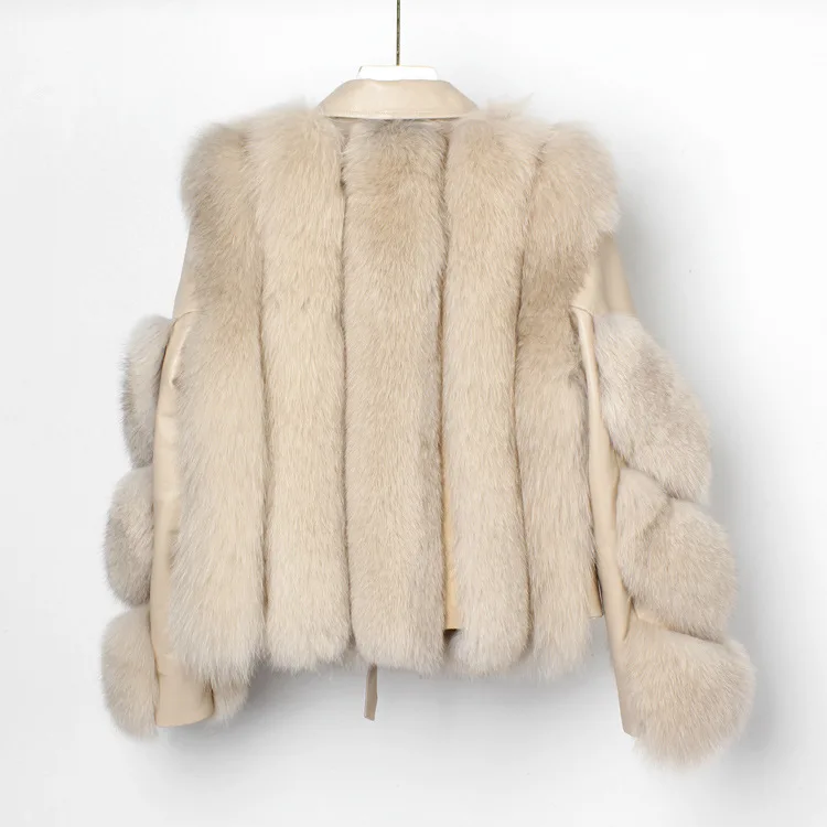 2022 New Real Fox Fur Coat Winter Women Genuine Sheepskin Leather Jacket Natural Fox Fur Coats for Women Thick Warm Streetwear enlarge