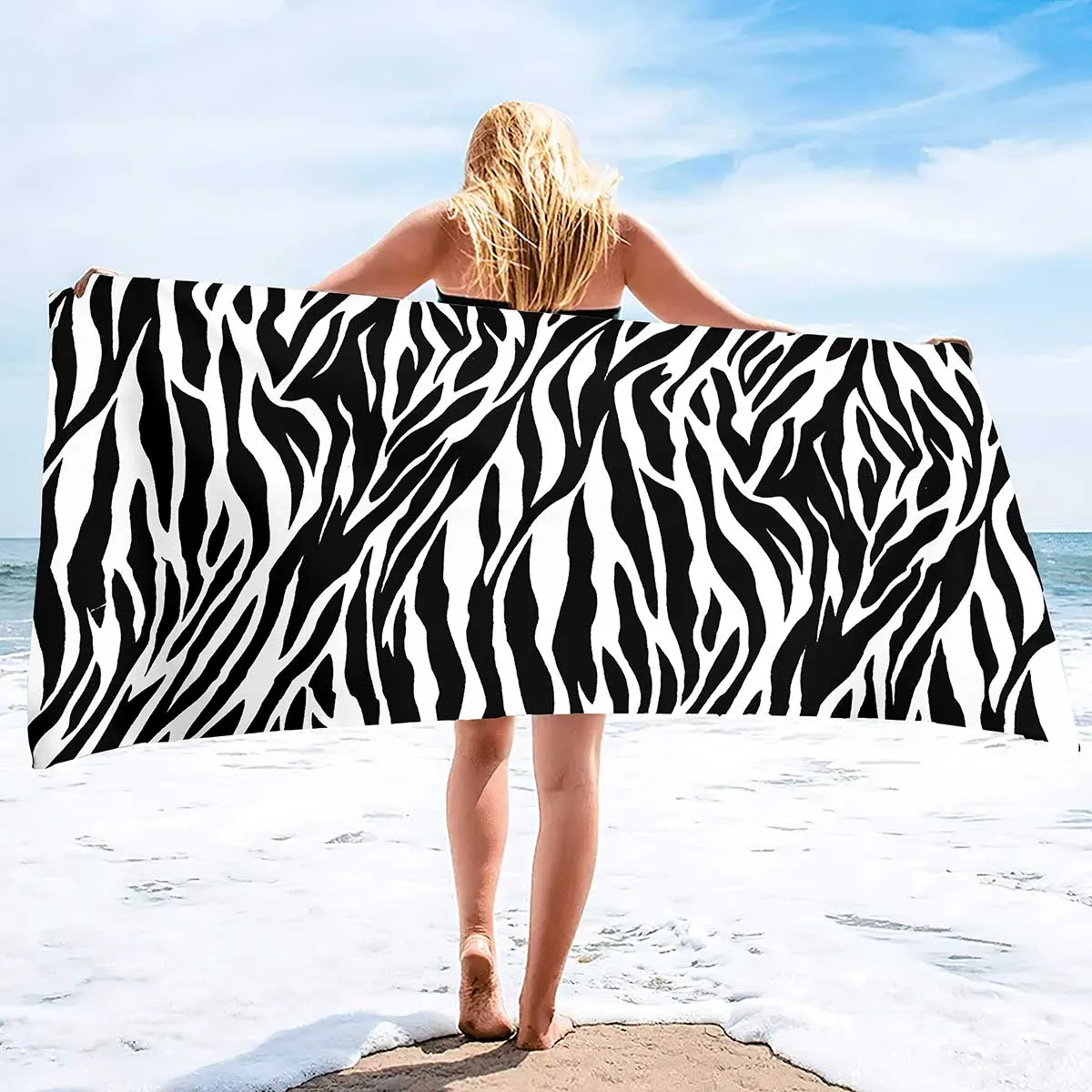 

Soft Beach Towel Abstract Animal Zebra Print,Sand Free Beach Towel Thin Quick Fast Dry Absorbent Oversized Lightweight Towels