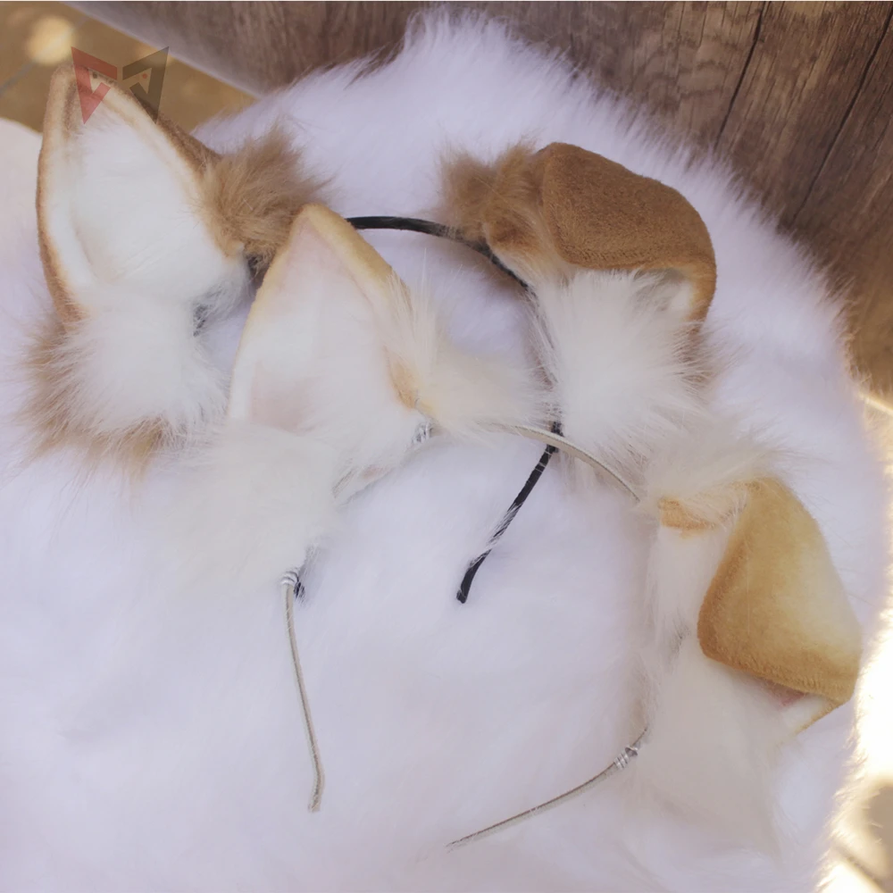 

New Hand Made Work Milk Dog Light Brown Fold Ears Hairhoop Headwear Headband Custom Made