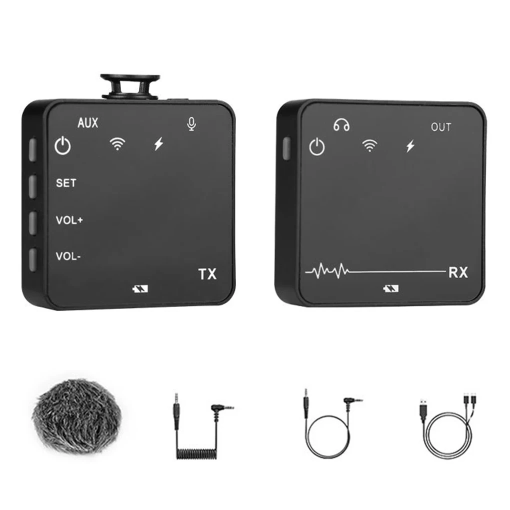 

Беспроводной микрофон 2,4 ГГц для помещений и улицы, трансмиттер-приемник для прямой трансляции интервью и трансляции на 360 градусов, 1-drag-1