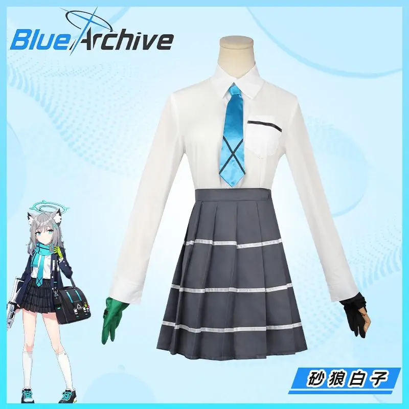 Аниме игра синий архив Cos Suna женщина Kami Shiroko пальто рубашка шарф юбка носки