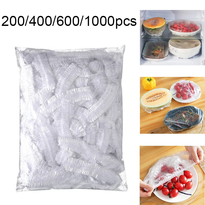 

200-1000pcs Disposable Food Bag Plastic Bag Elastic Food Preservation Bag Food Cover For Fruit Vegetable Storage Plastic Wrap