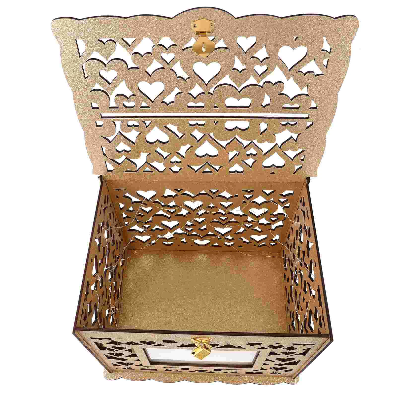 

Wedding Card Box Money Box Hollow Design Letter Envelope Box Hollow Wooden Box for Wedding