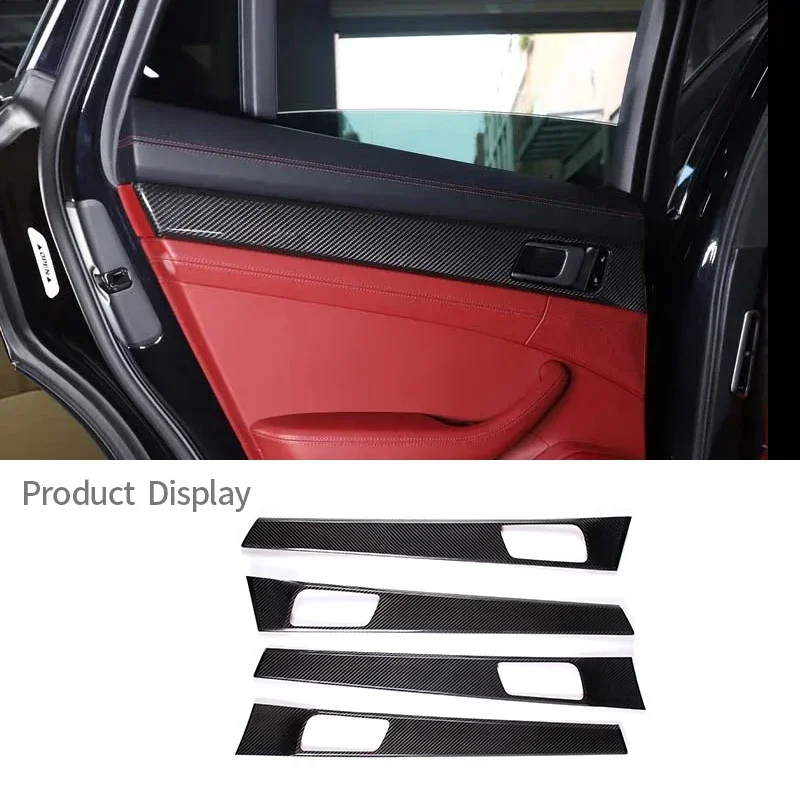 Dla Porsche Panamera 971 2017-2021 Prawdziwe włókno węglowe Panel wewnętrzny drzwi samochodu Udekoruj naklejkę na pokrywę Akcesoria do wnętrza