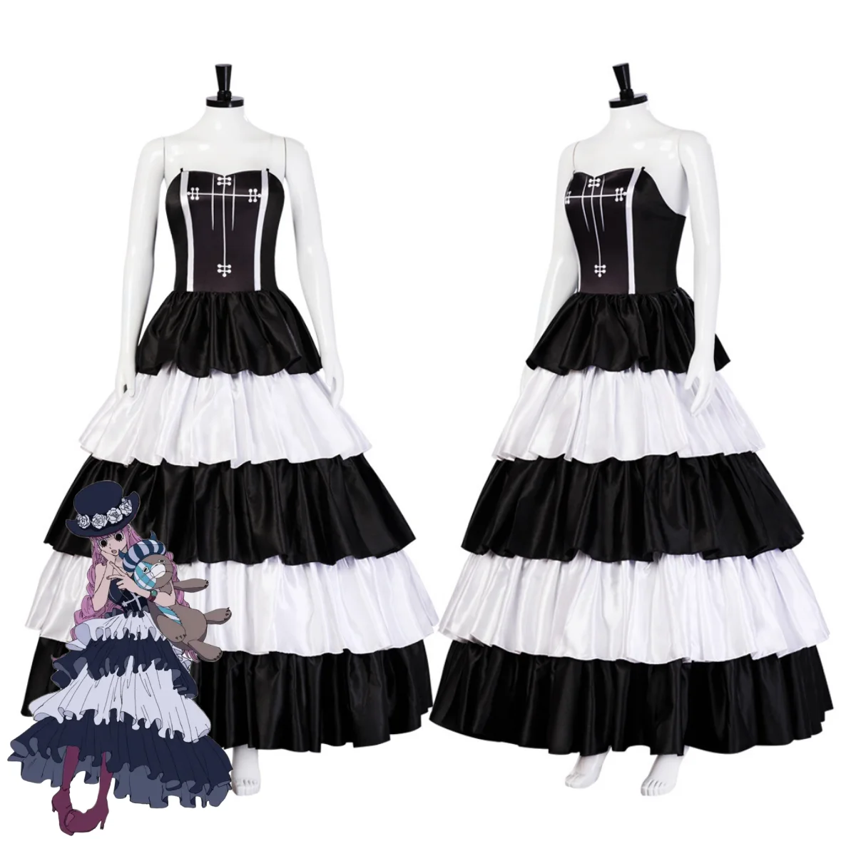 Костюм для косплея аниме Perona триллер барока шичибукай Черное вечернее платье