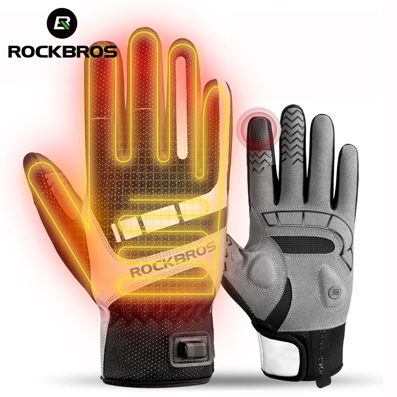 

Велосипедные перчатки ROCKBROS с подогревом, официальные зимние теплые электрические перчатки для лыжного спорта и сноуборда, с USB-разъемом, с закрытыми пальцами, для сенсорных экранов