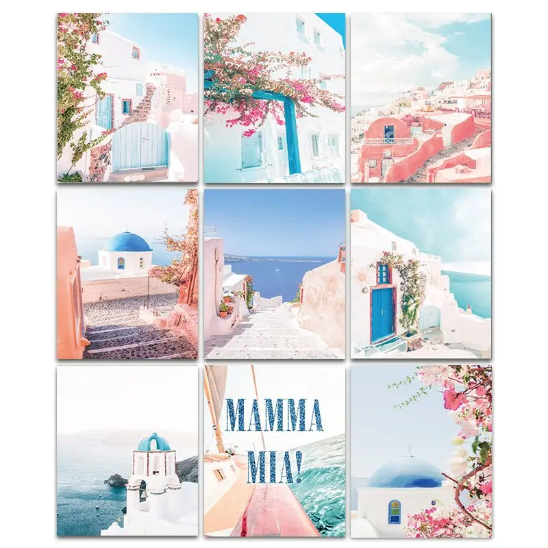 

GATYZTORY Painting By Number Santorini Scenery Drawing On Canvas HandPainted Art DIY Pictures By Number Kits Home Decor