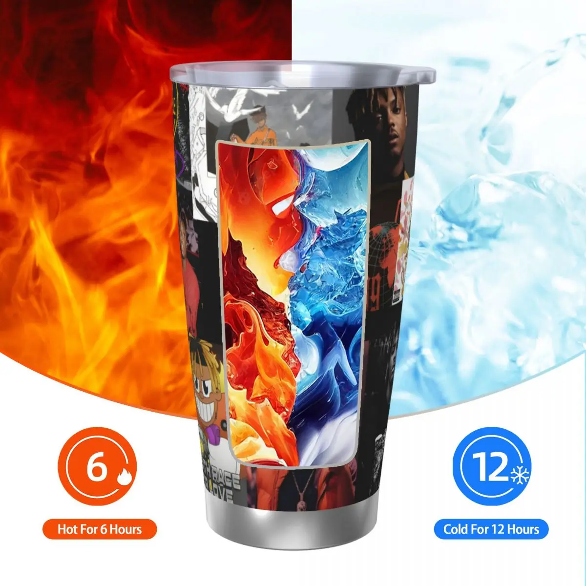 Термокружка J-Juice-Wrld из нержавеющей стали, 20 унций, для кофе, холодных и горячих напитков, вакуумный термос (art.: 3920d89ebfe05) - 3920d89ebfe05