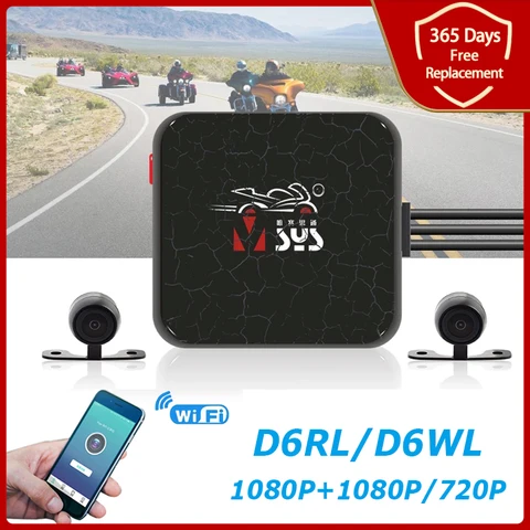 Мотоциклетный видеорегистратор VSYS D6WL/D6RL, двойная Экшн-камера, регистратор DVR, передний и задний вид, водонепроницаемый мотоциклетный видеорегистратор, черный корпус ночного видения
