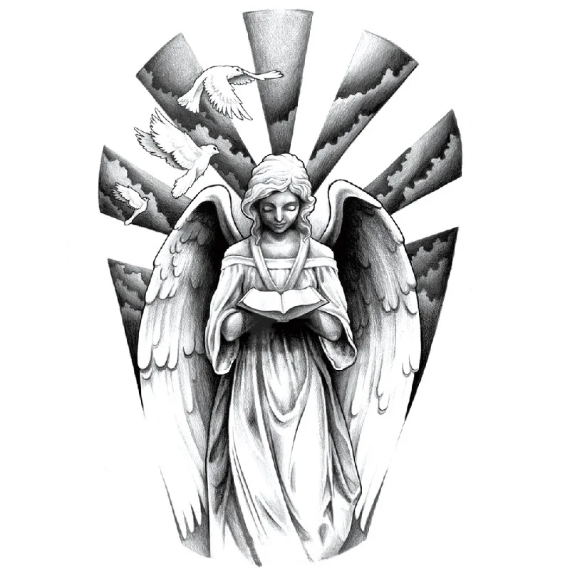 Эскизы татуировок с ангелами хранителями