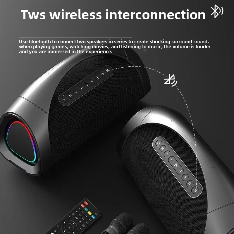 Фото Беспроводная Bluetooth-колонка Lenyes Cold Wild Lion App с высококачественным басом, водонепроницаемая, портативная, для улицы, с RGB LED подсветкой, 12000 мАч, S873 №4