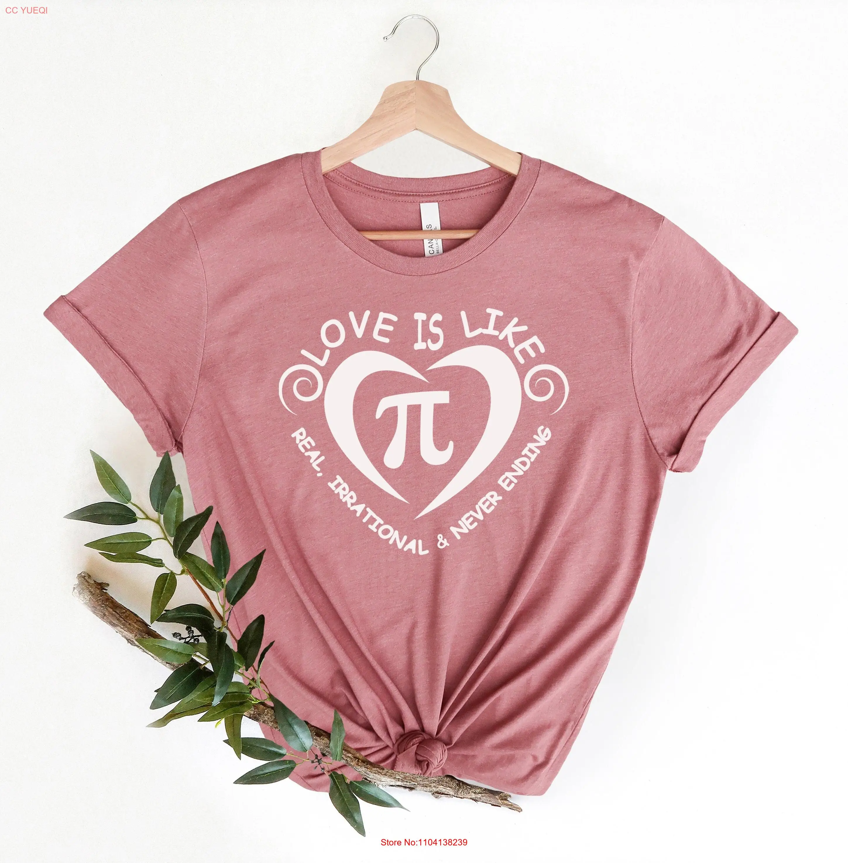 Футболка Love Is Like Pi Day Math Lover Забавный символ Математика Happy Earring с длинными или