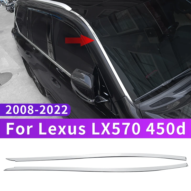 

Подходит для Lexus 570 LX570 комплект хромированных обрезанных полос для переднего лобового стекла 08-22 LX450d, обновление внешних аксессуаров