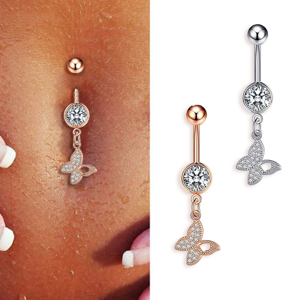 

1Pc Butterfly Fake Belly Button Ring Fake Belly Piercing Clip On Umbilical Navel Fake Pircing Faux Belly Cartilage Earring Clip