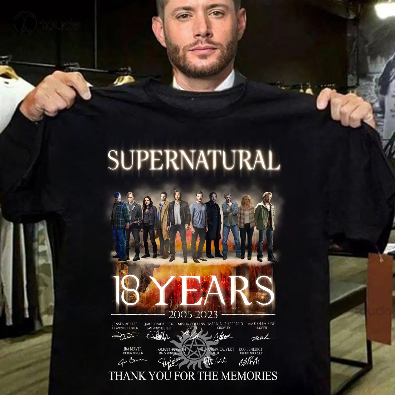 

Supernatural 18 Years Anniversarry Signatures 2005-2023 Gift For Fan Movie Shirt Womens Fishing Shirt Custom Gift Xs-5Xl New