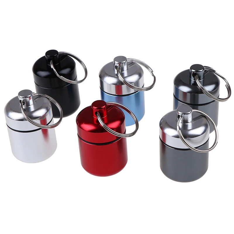 

Mini Waterproof Aluminum Pill Box Case Bottle Cache Drug Holder Container Keychain Medicine Box Health Care For Travel