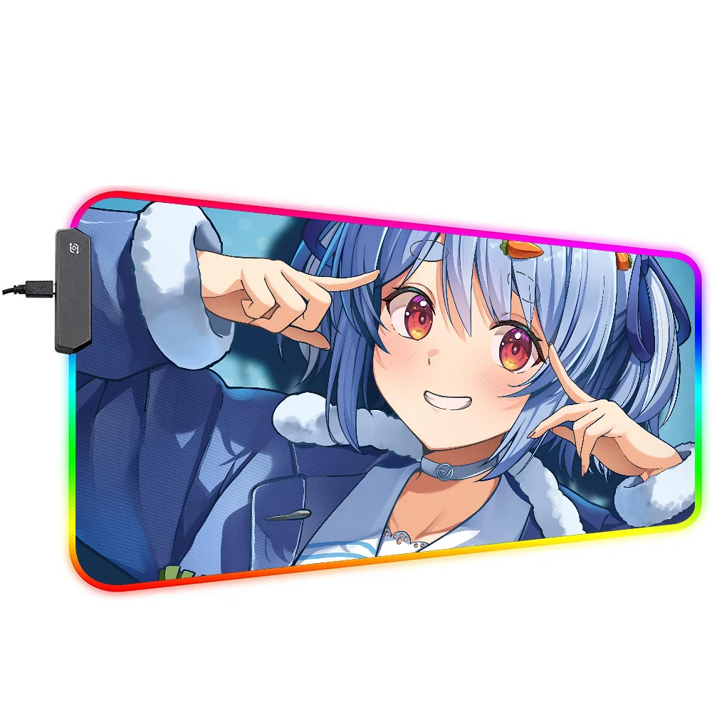 Аниме девушка Usada Pekora коврик для мыши XXL RGB игровые коврики HD черные аксессуары