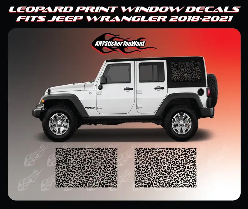 

Наклейки на окна с леопардовым принтом для Jeep Wrangler 2018-2021