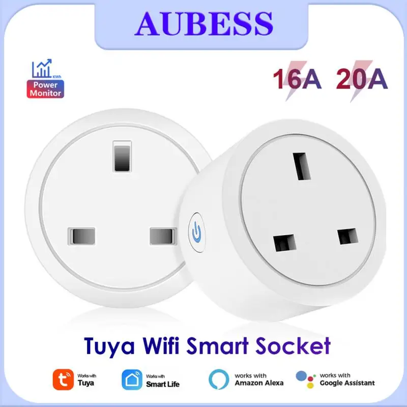 

Aubess WiFi Smart Plug Tuya 16A/20A UK Smart Socket With Power Monitoring Timing Function Voice Control Via Alexa Google Home