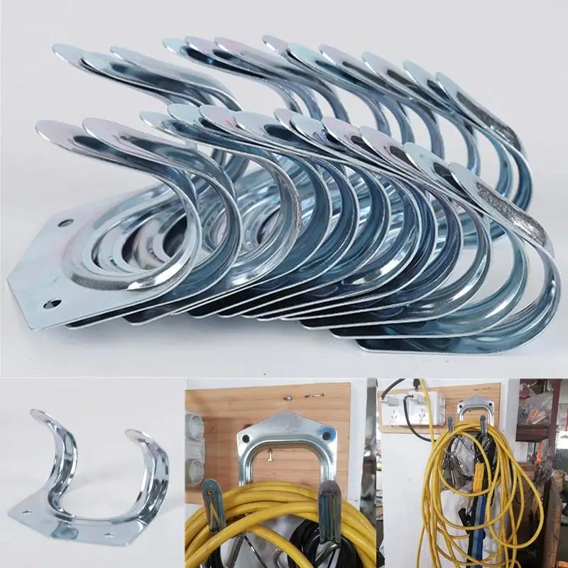 

5/10 Pcs Metal Tool Storage Wall Hook Double Hanger Holder Hanging Hooks Garden Kitchen Garage Housekeeper Clothes Rack