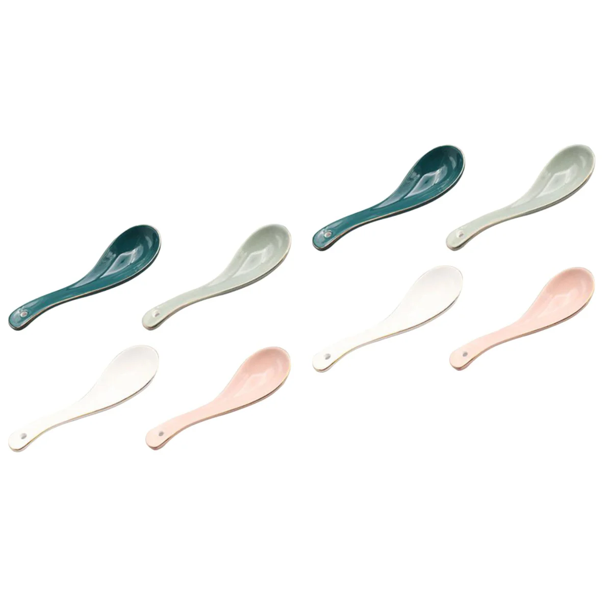 

8 Pcs Durable Ceramic Soup Spoons Decorative Rice Eating Spoons (Assorted Color)