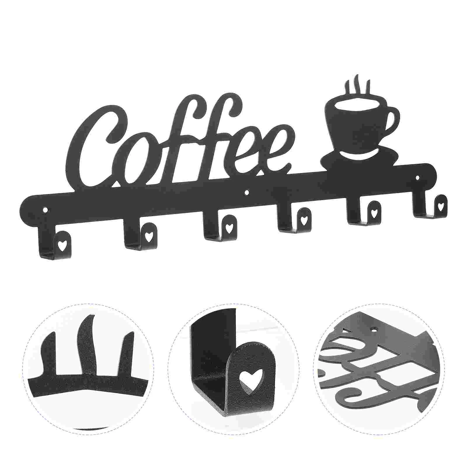 

Mug Wall Coffee Rack Holder Cup Hanger Hooks Mounted Organizer Kitchen Coat Storage Mount Sign Shelfhangers Tea Hookdecorative