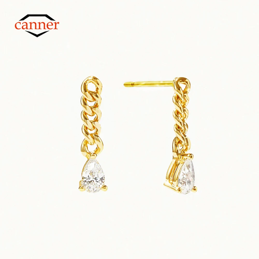 

CANNER 100% Real 925 Sterling Silver Chain Tassel Pendant Drop Earrings For Women Piercing Earring Fine Jewelry