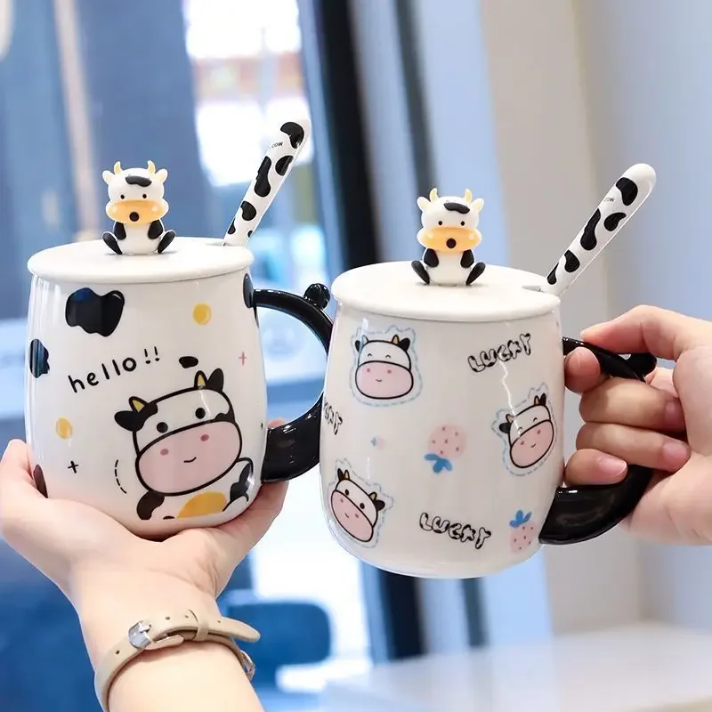 

Ceramic Cup of Coffee Cartoon Ceramic Student Cow Mug Stupid and Cute Mugs Milk Cup Children's Breakfast Cups Durable Drinkware