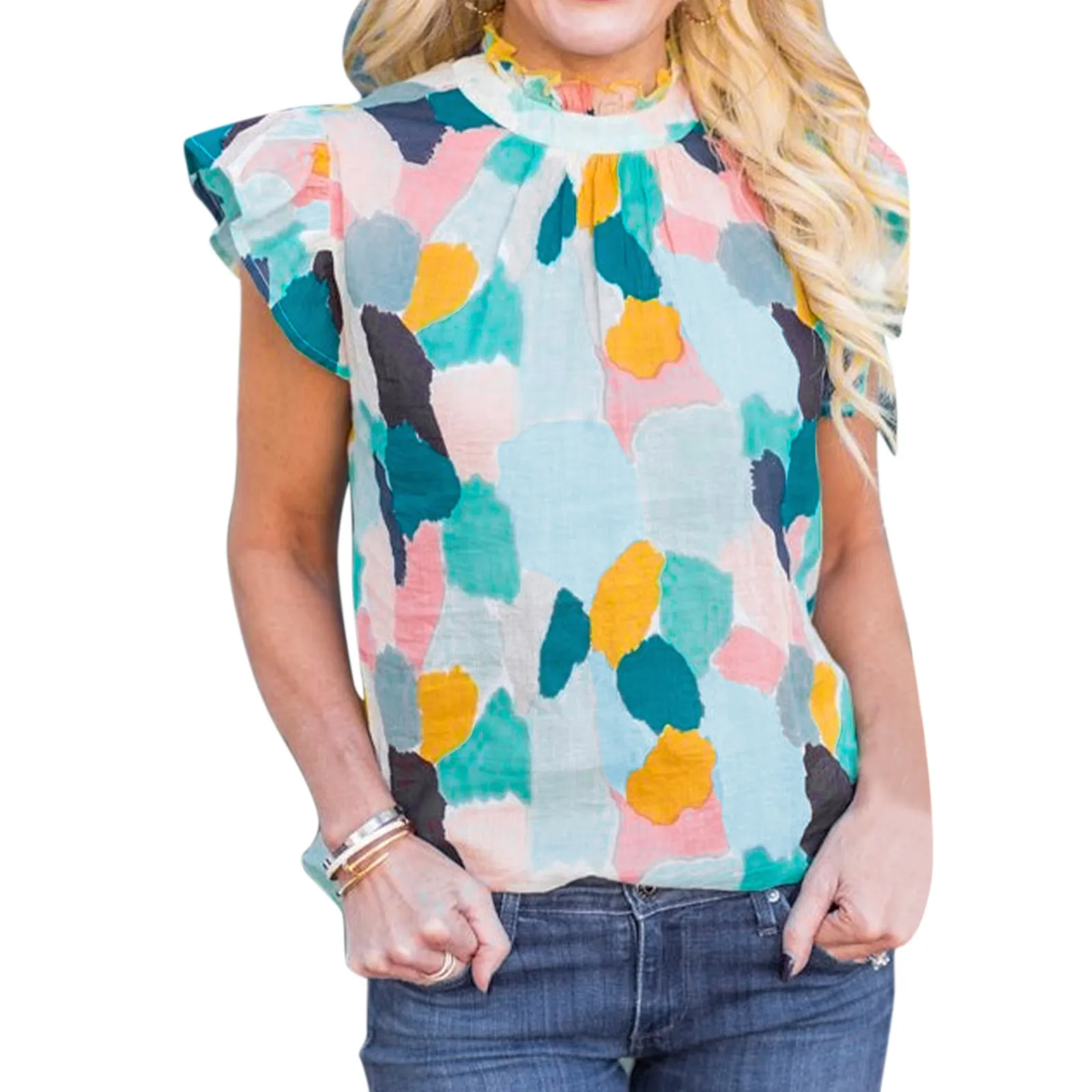 

Женская летняя шифоновая майка с лямкой на шее, Повседневная рубашка без рукавов, спортивные рубашки с V-образным вырезом для женщин