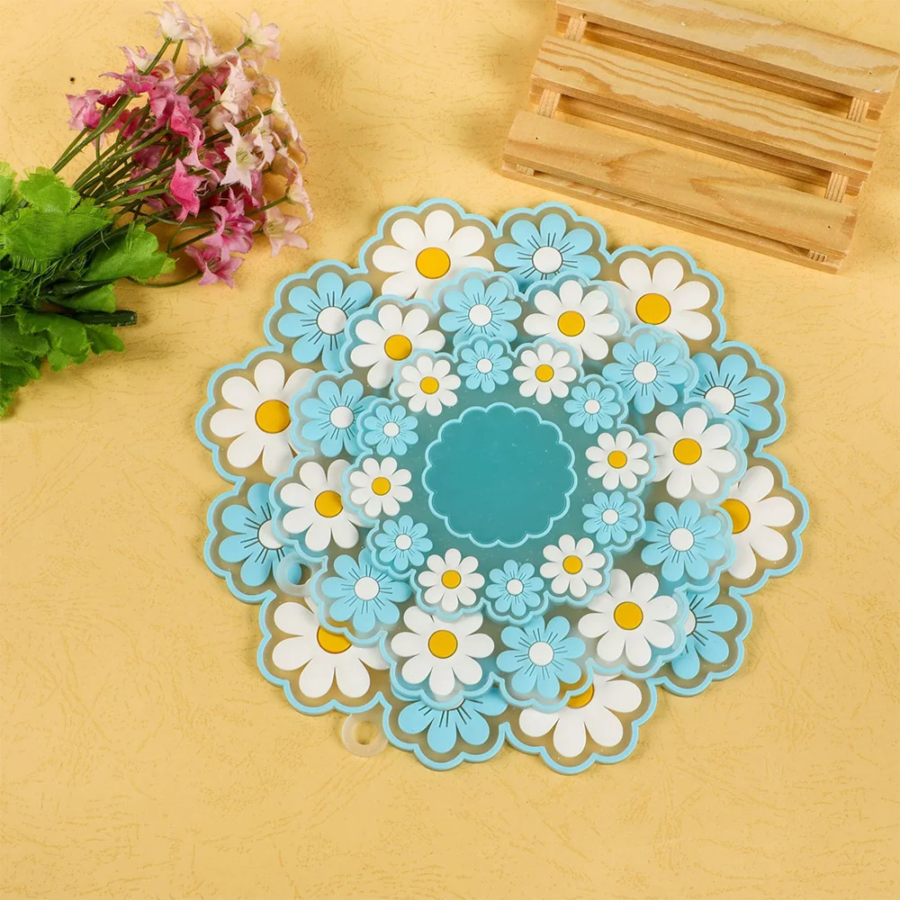 

Круглый силиконовый коврик для стола с цветами