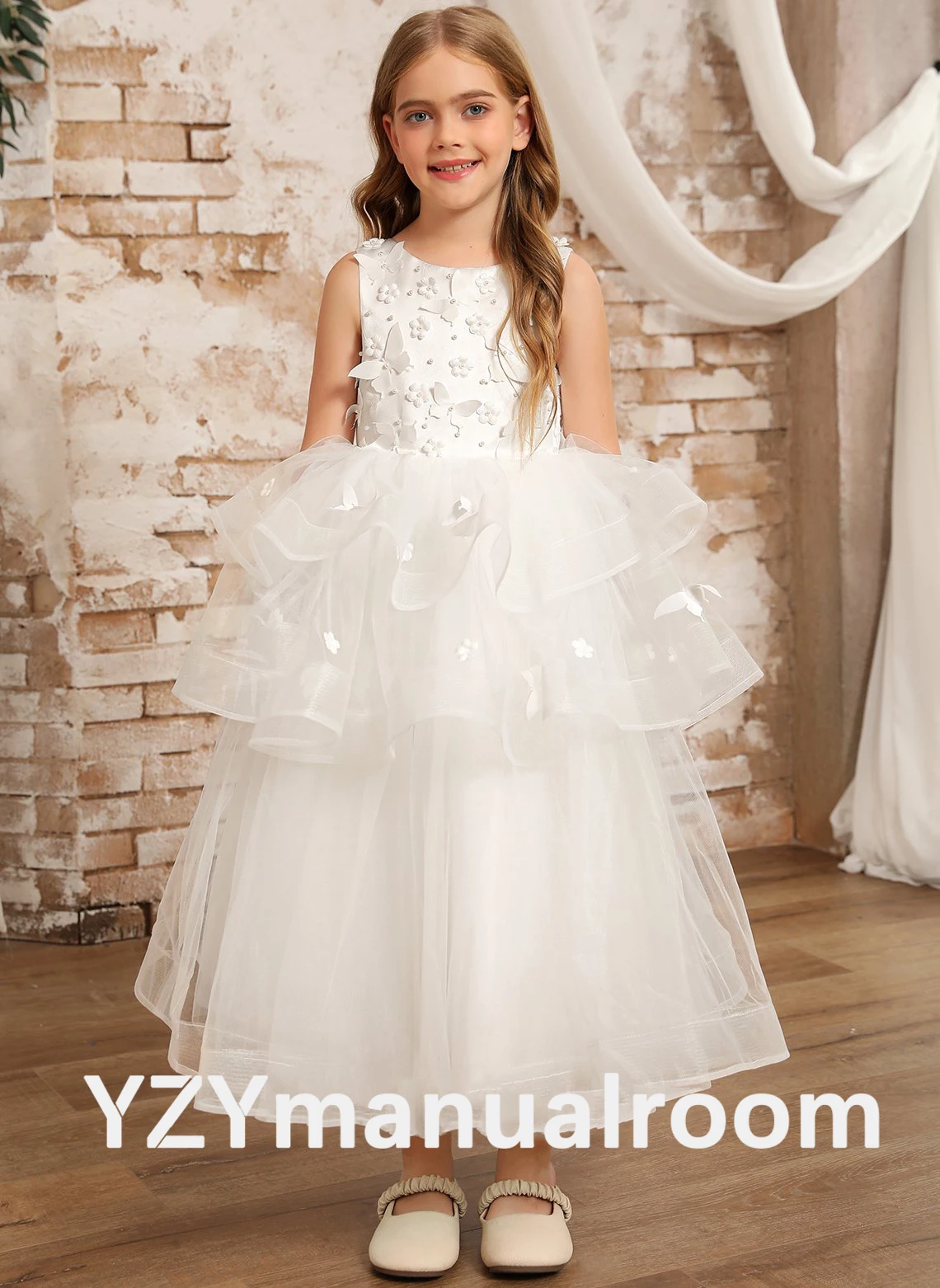 Бальное платье/платье принцессы длиной до щиколотки из сатина/тюля с цветами для