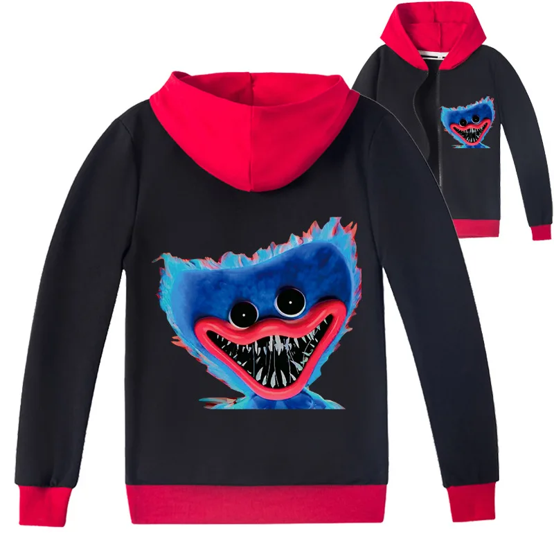 

Huggy Wuggy Poppy Playtime Hoodie Kids Hooded Zipper Jackets Teenager Boys Cosplay Costume Streetwear Harajuku Girls Casual Tops