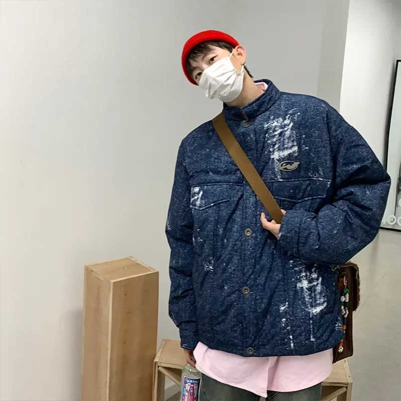 Новинка 2023 зимнее джинсовое хлопковое пальто универсальный дизайн с принтом HY8301