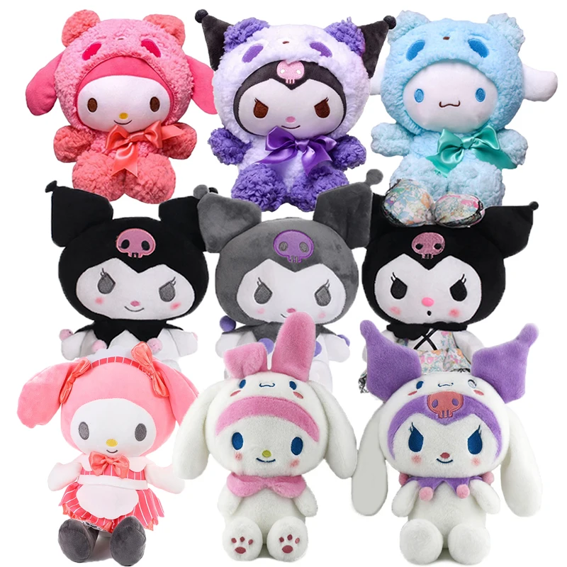 

20cm Cartoon Kuromi My Melody Hello Kitty Cinnamoroll Plush Toy Cross-Dressed Panda Stuffed Animal Doll Plushies Chirstmas Gift