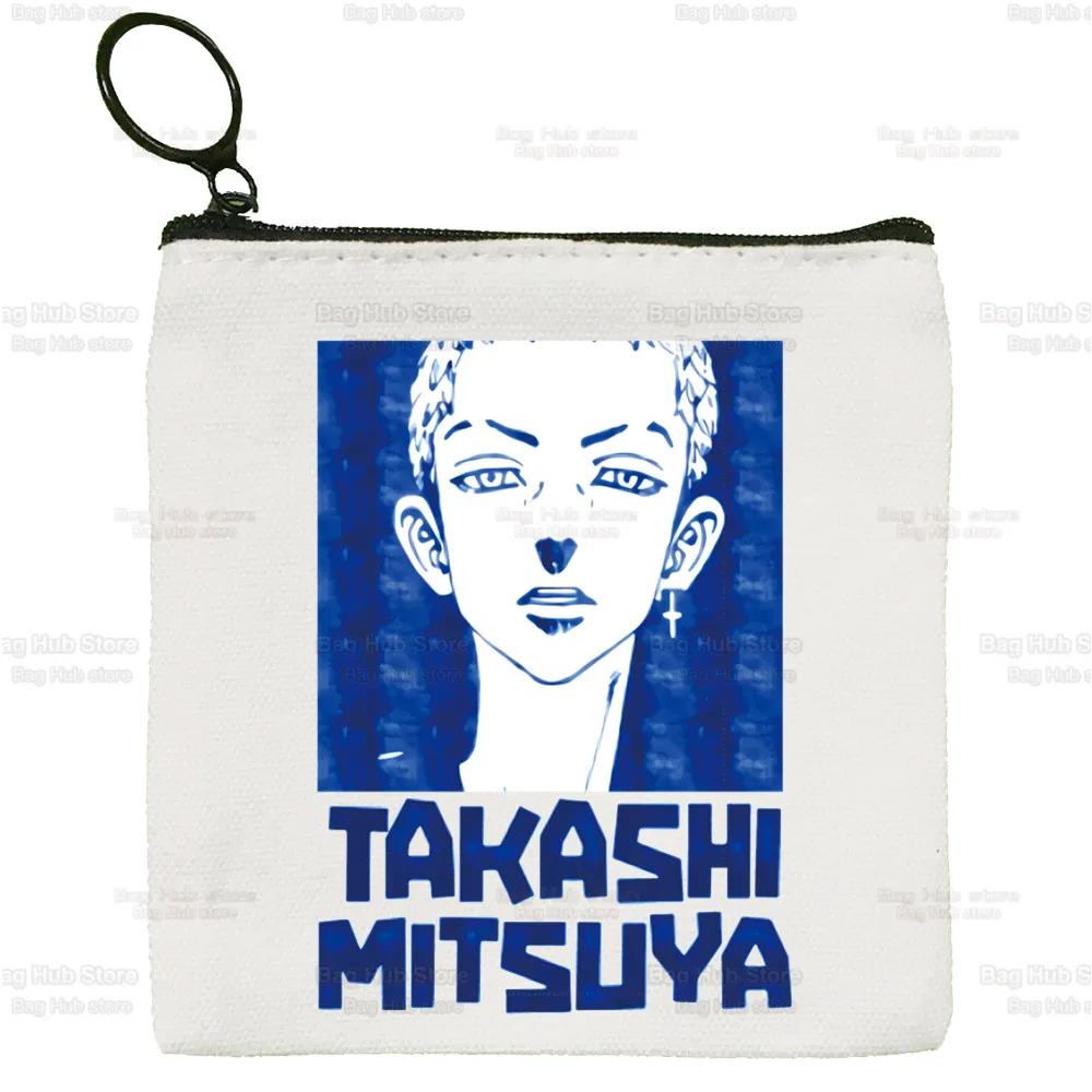Tokyo Revengers Chifuyu Draken Anime Canvas Bag Pure White Bag Matsuno Manji Mikey Zipper Bag Coin Bag Coin Bag Clutch Bag