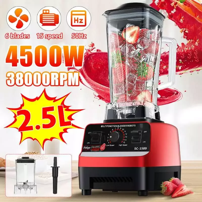 

Free 4500W Multifunction Blender Professional Heavy Duty Commercial Mixer Juicer Grinder Ice Smoothies Fruit Food Processor